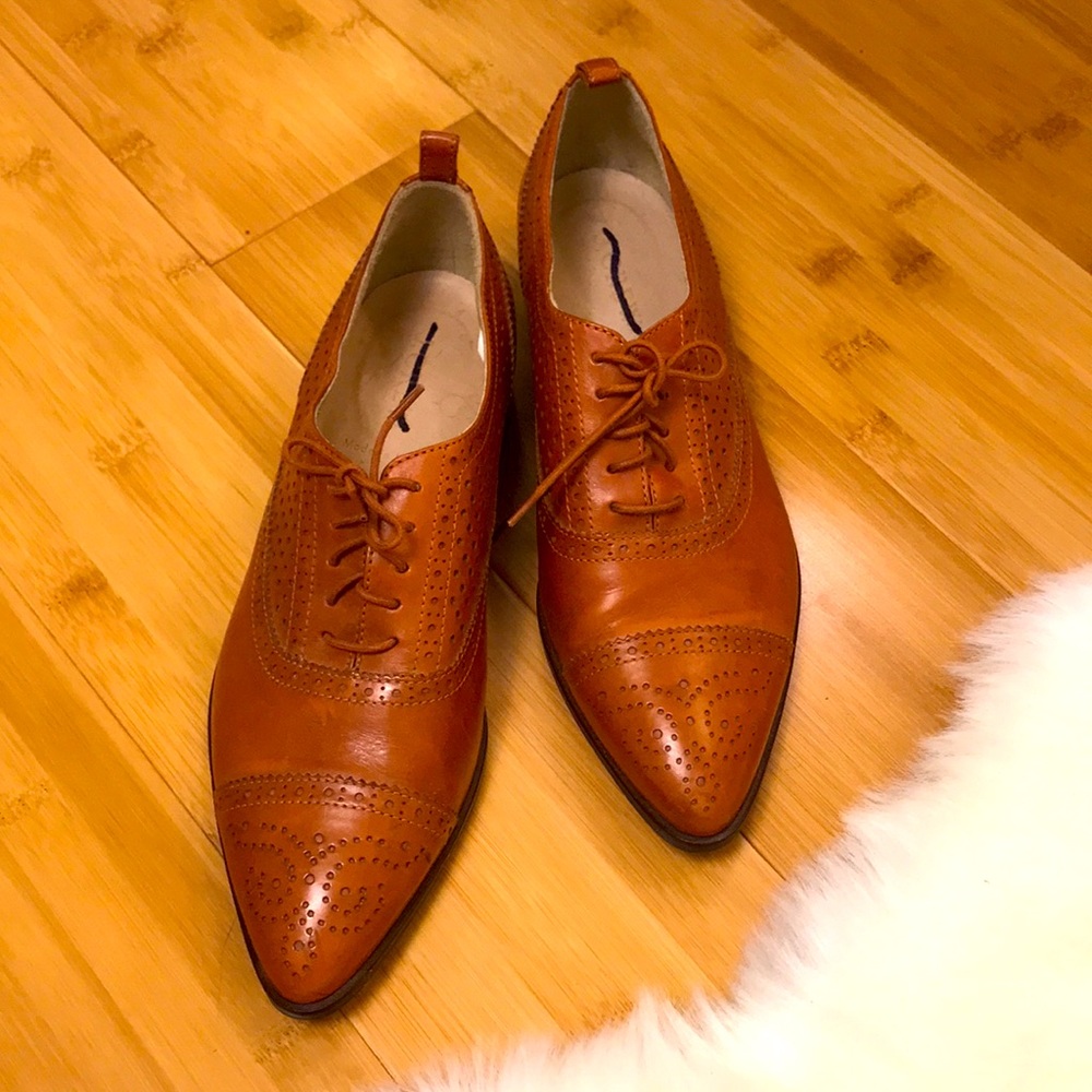 J. Crew Leather Cutout Mile Oxford Flat Shoes 7